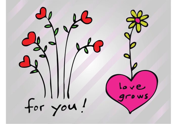 romance lovely love grows love Heart graphics heart greeting card fun For you flowers flower vectors cute cartoon boyfriend 