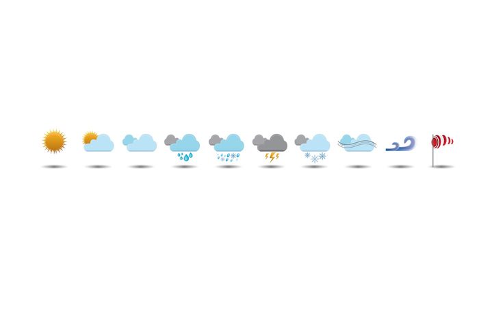wind weather vector sunny rainy rain lightning illustrator icons cloud  