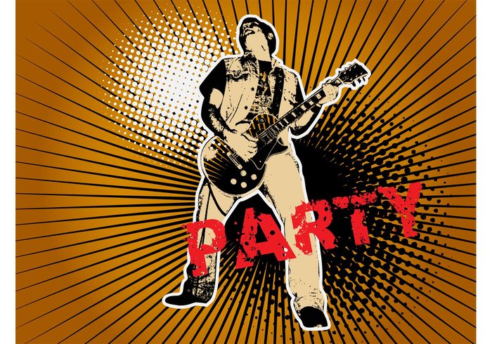rock promotion poster pop party musicians musician music metal Hard rock Hand out guitarist guitar flyer Flier celebration 