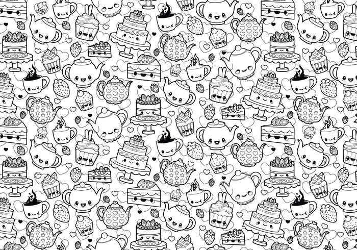 white wallpaper vintage vector texture tea party tea sweets summer spring romantic pattern pages morning Lolita leaf kawaii ink high tea hand flower fancy drawn drawing doodle donuts design cute cupcake stand crumpets coloring pages coloring book coloring coffee cake slice isolated cake book background art adult coloring pages adult coloring book Adult abstract 