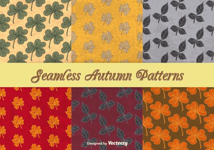 wallpaper set season seamless repeat pattern nature natural leaves leaf green gray garden floral Fall drawing branch background autumn 