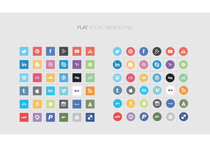 vector stocking social media social plain media illustrator icons flat 