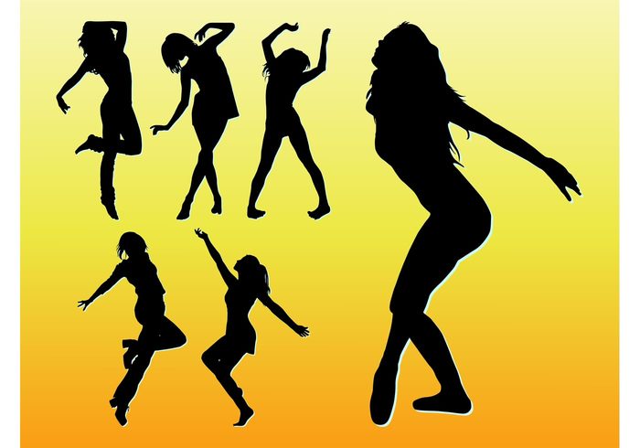 Workout woman silhouettes Sexy girls nightclub Move female disco dancing Dance moves 