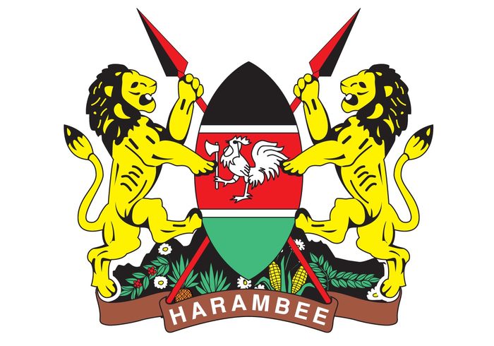 shield lions lion kenyan kenya heraldry emblem crest 