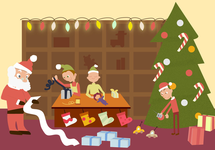 xmas workshop winter traditional seasonal santas workshop background Santa's workshop santa saint red presents Noel holiday happy gifts father event December Claus christmas childhood celebration 