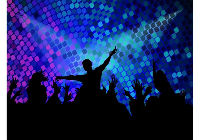 silhouettes poster nightlife nightclub music lights flyer Flier DJ dancing dance crowd club 