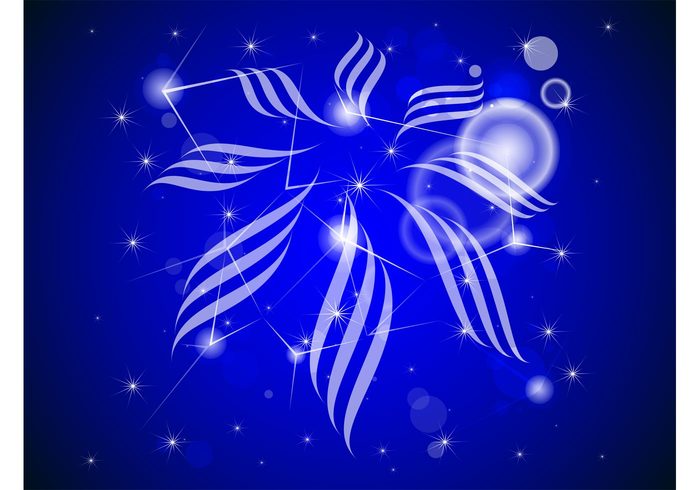 stars starlight shiny shines round rays plant petals lines lights light floral dots curved circle bokeh blue abstract  