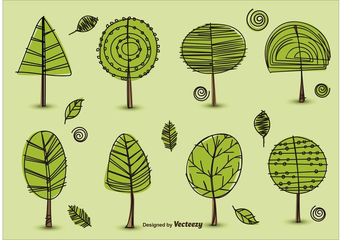 trunks tree summer sketch season scribble plants pine nature leaves landscape isolated green forest foliage flora doodle cartoon branches botany autumn 