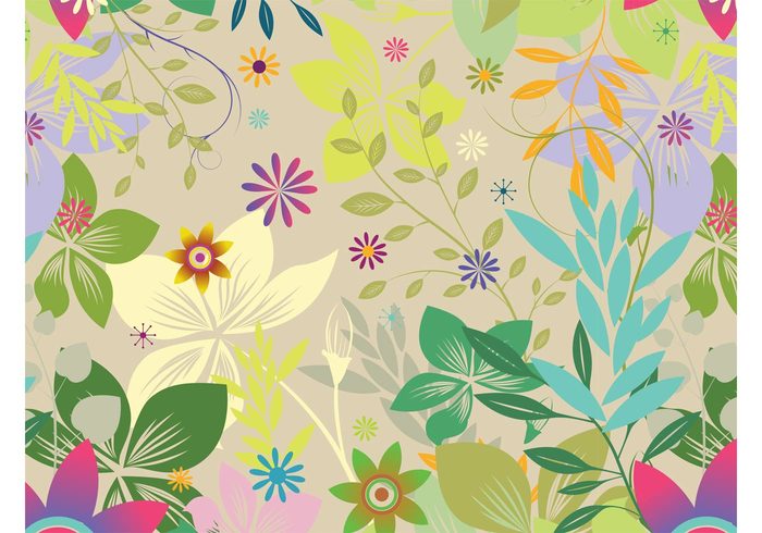 wallpaper tropical swirls Stems seamless pattern plants petals park lines leaves jungle garden floral colorful background 