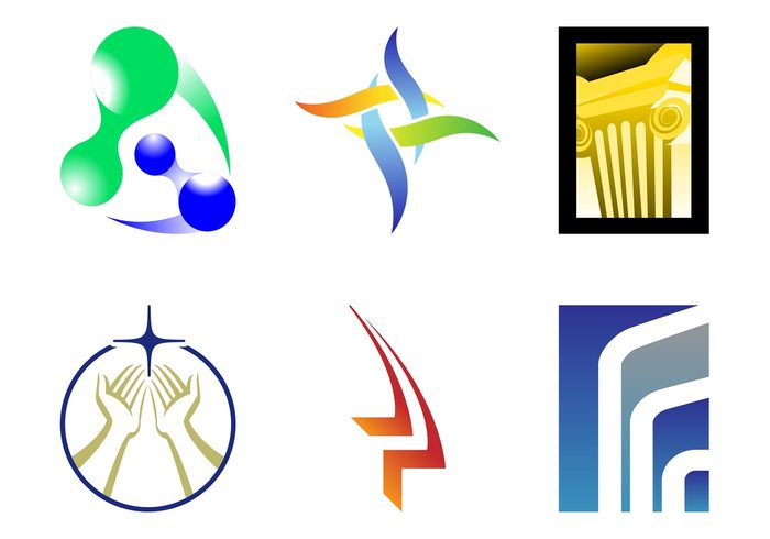 waves logos Logo templates logo lines icons hands hand Greek column column circles branding Brand identity abstract 