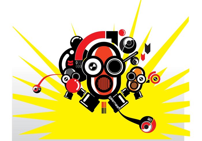war technology shapes robots icons gas mask future Fight Design Elements comics character cartoon  