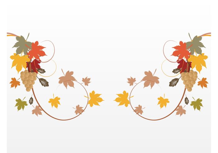 swirls stickers season plant nature leaves leaf grape fruit Fall Design Elements decoration decals  