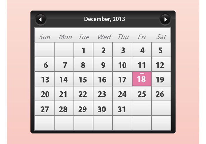 weeks Timing time templates productivity months icon events December days dates Calendar page 2013  