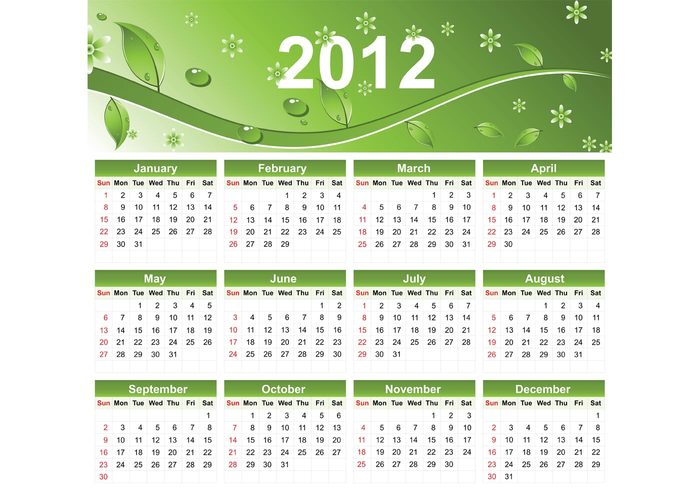 water drops new year nature holiday freebie flowers environmental ecology celebration calendar 2012 