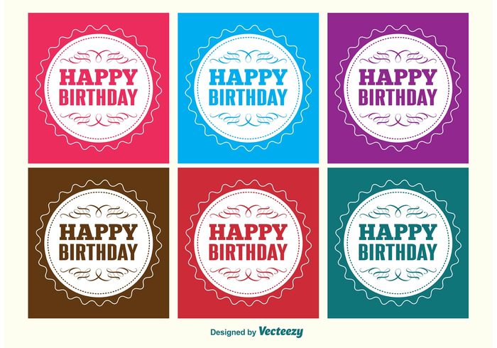 vector text retro red purple pink party labels party occasion letter label invitation icon happy birthday happy greeting fun labels festive event design decorative decoration celebration blue birthday labels birthday label birthday cards birthday 