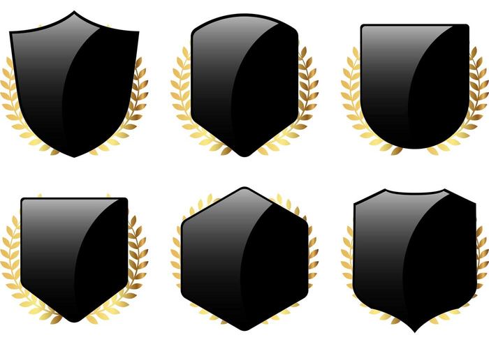 wreath sign shields shield shapes shield shape shield protection ornate medieval laurel label insignia honor heraldry heraldic shield heraldic gold decoration black banner badge arms 
