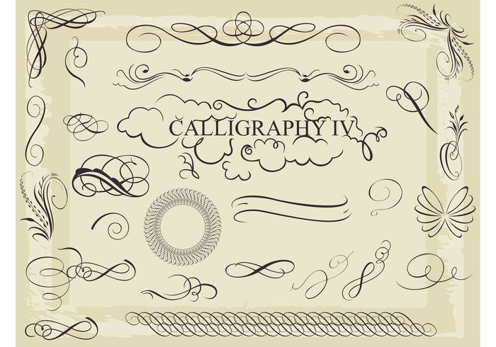 vintage Vector clip art vector swirl scrolls retro graphics filigree elements Design pack decoration curves antique 