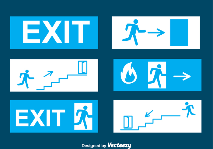 walk stair square shape security safety Safe run office ground floor exit emergency exit signs emergency exit sign emergency door danger blue 