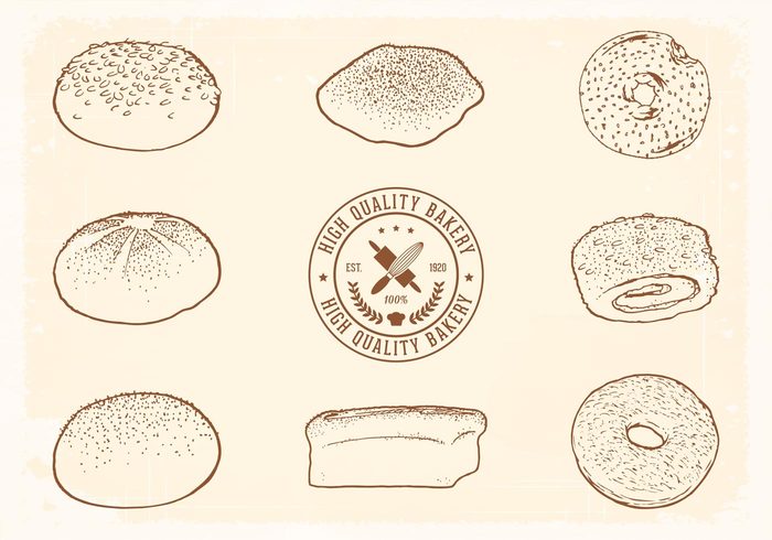 vintage vector traditional Tasty symbol sliced sketch set restaurant pastry natural menu meal label kitchen isolated illustration icon hand grain French food flour drawing draw doodle design daily croissant cook collection breakfast bread rolls bread Braided bakery bake background art 