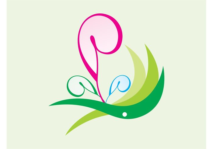 waving plants logo leaves icon flowers floral decorative decoration curved blossoms bloom abstract 