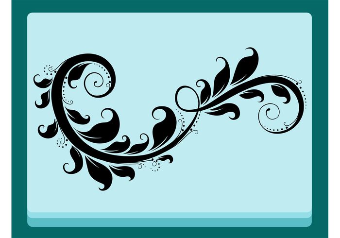 waves swirls sticker Stems spring spirals silhouette lines leaves floral decoration curves curved abstract 