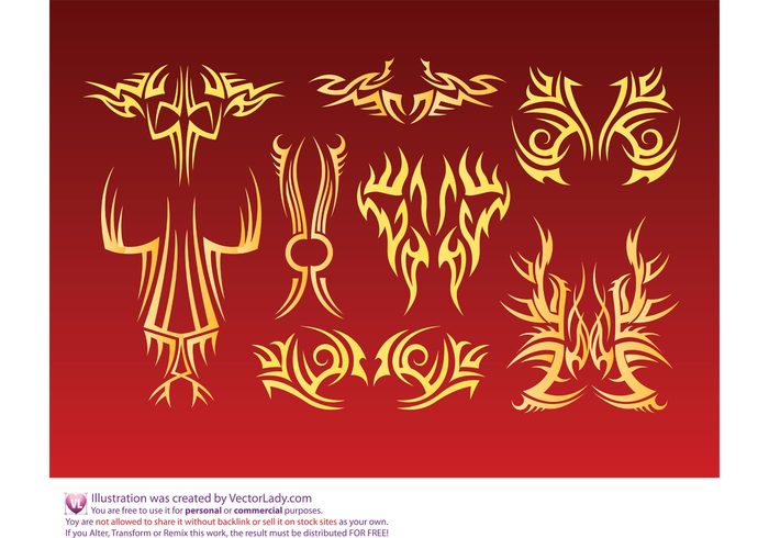 warrior vector pack tribal tattoo tatoo swirly swirl sign shape set scroll flaming flame fighter element design collection bunch black arm abstract 