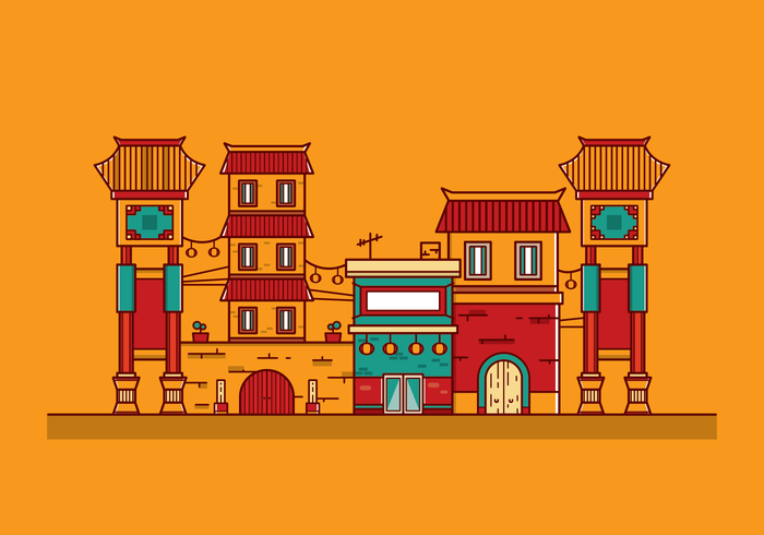 vector travel town tourism temple scenery pagoda old landscape illustration city chinese Chinatown china town china building beautiful background asia architecture ancient 