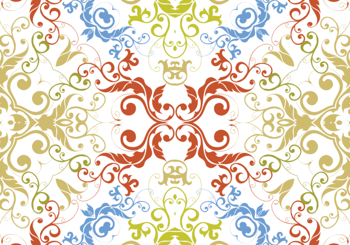 yellow swirly swirl summer seamless red flower floral swirl floral fancy lines elegant design colorful blue background 
