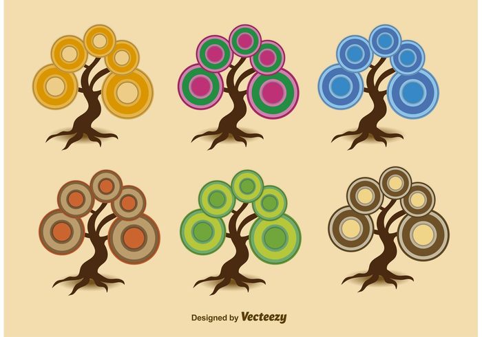 winter tree summer stylized spring silhouette season retro plant organic nature natural leaf growth geometric forest environment ecology eco concept color circular circle cartoon autumn abstract 