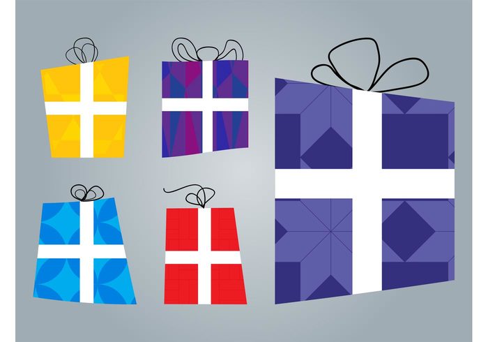 ribbons Quadrangles logos icons gifts geometric shapes colorful christmas bows birthday 
