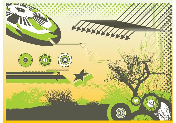 vector clipart tree stars shapes nature green graphics Graphic elements Free footage free download Download free Design Elements clip art branch arrows 