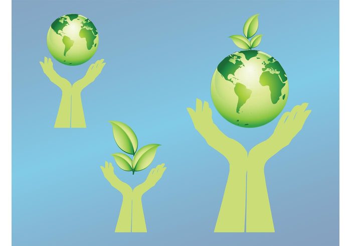 world plants planet palms nature logos leaves icons hands environment eco friendly eco earth 3d 