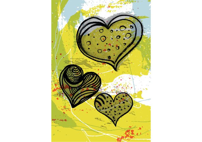 watercolor valentines day valentine symbol splash shape romantic romance paint love hearts heart grungy heart grunge heart drawing doodle card background amour abstract 