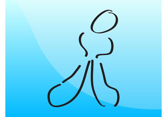 walk stylized Simplified person movement minimal logo lines legs icon head feet curves body  