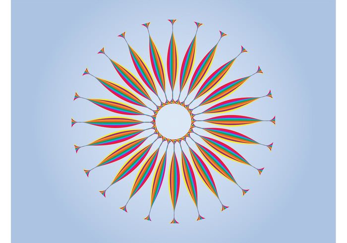 sunny sun round rainbow multicolored lines icon flowers flower floral decorative decoration colors colorful abstract 