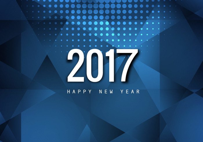year white shape polygon new happy geometric dot design celebration card blue background abstract 2017 