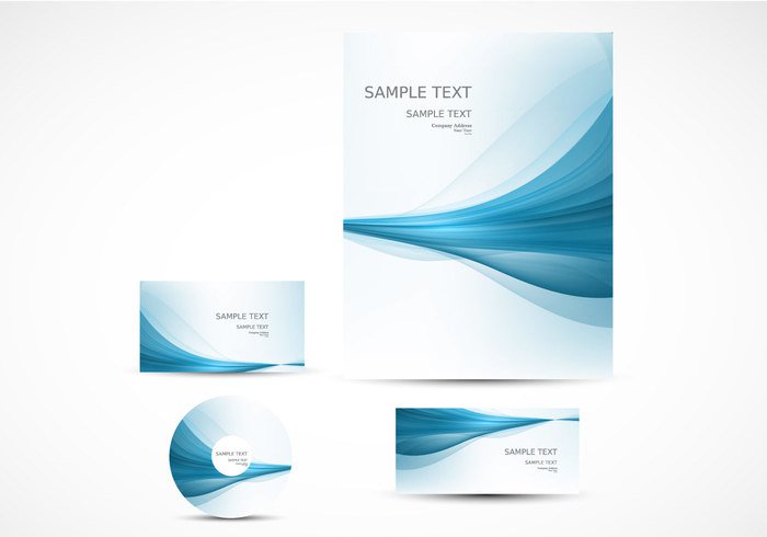 white wave variation technology stripes shape set layout design circular card business blue background abstract 