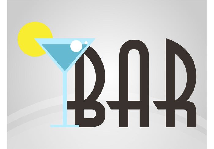 typography type sticker restaurant pub neon martini logo lemon icon Horeca glass font drink cocktail cafe beverage Bar vector alcohol 