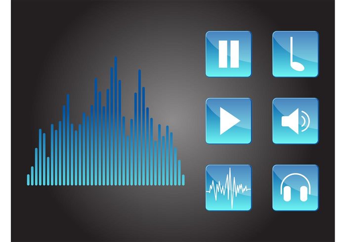 wave speaker sound sonic Song play pause note noise musical listen headphones audio album 