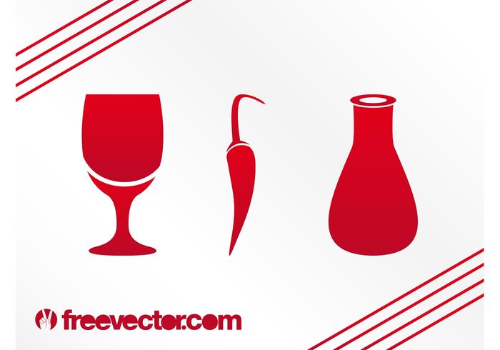 vegetable Spicy pepper logos icons glass food drinks Chilly pepper Chilly bottle beverages alcohol 