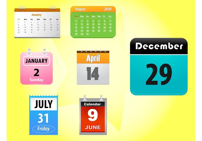 year time sticker Pmp Pgmp numbers months day dates colors calendars Calendar vectors application app  