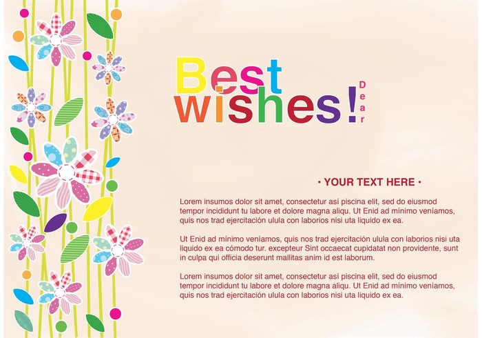 wishes spring postcard letters leaf invitation happy greeting flowery flowers floral design decorative decoration congratulation colorful celebration card birthday best wishes card best wishes best 