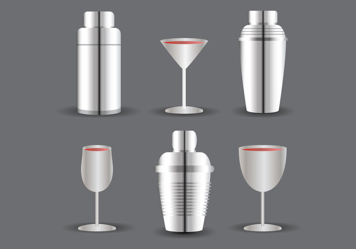 Vodka vector syle stell silver shaker party mix martini margarita liquoe hour gradient glass Gin drink cocktail shaker beverage bartender bar alcohol 