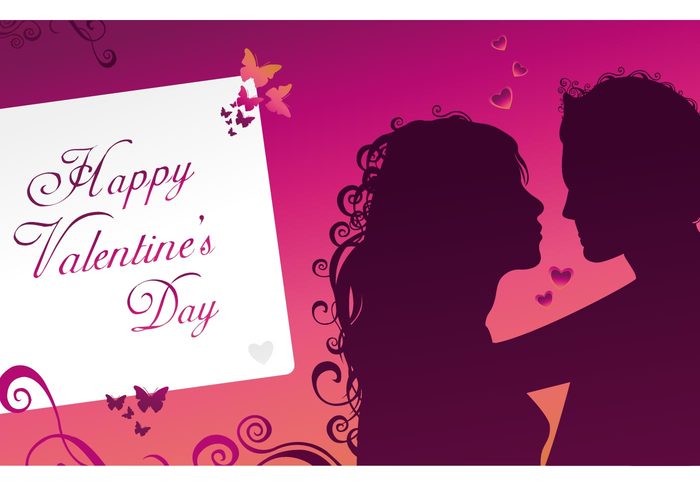 valentines silhouettes lovers love heart guy greeting card girl events couple 