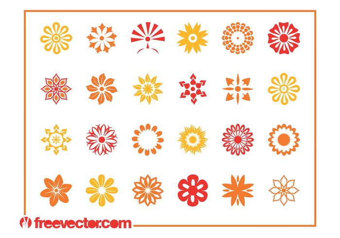 stylized spring petals nature icons icon flowers flower floral flora blossoms blossom bloom 