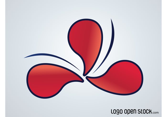 wind waving Teardrop shapes Move logo lines Fan blades curved blow air conditioning abstract  