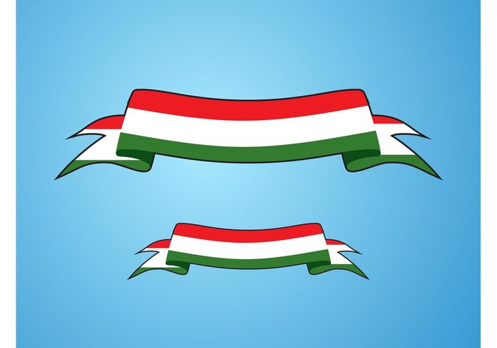 wave national flag logo element Hungary Hungarian flag curved country bow banner band 