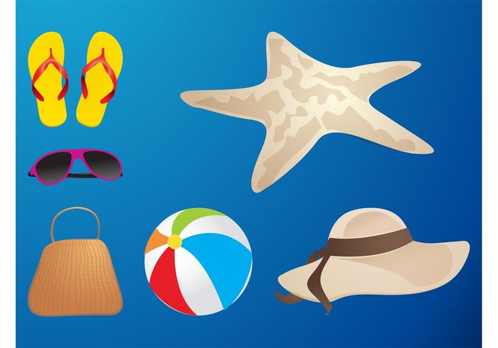vacation sunglasses starfish shoes shades seaside sea purse holiday hat flip flops fashion decorations beach ball bag accessories  