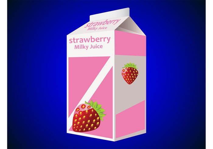 text Tasty strawberry shadows realistic product packaging name juice Indulging fruit Drink vector drink container box 