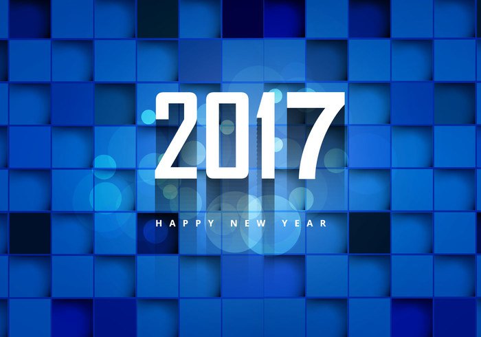 year square shape Repetition pattern new glowing geometric cubic Composition celebration card bokeh blue 2017 
